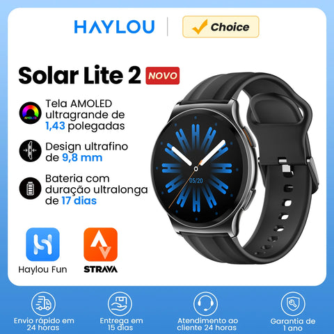 HAYLOU Solar Lite 2 Smartwatch 1.43'' AMOLED Display 24h Health Monitoring 150+ Sports Modes Voice Calling Smart Watch 1ATM
